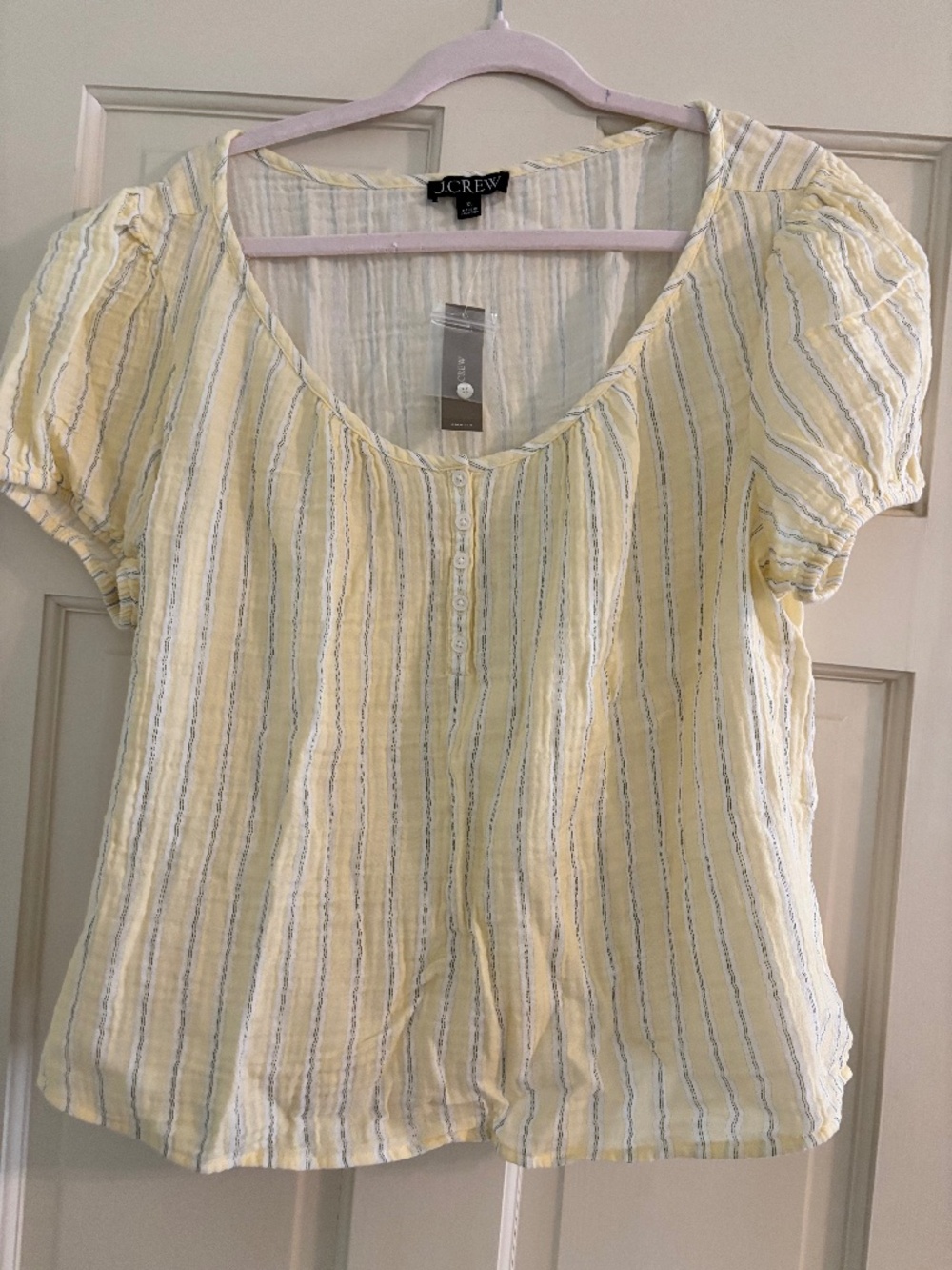 J. Crew Pale Yellow Striped Blouse / Shirt Size XL NWT